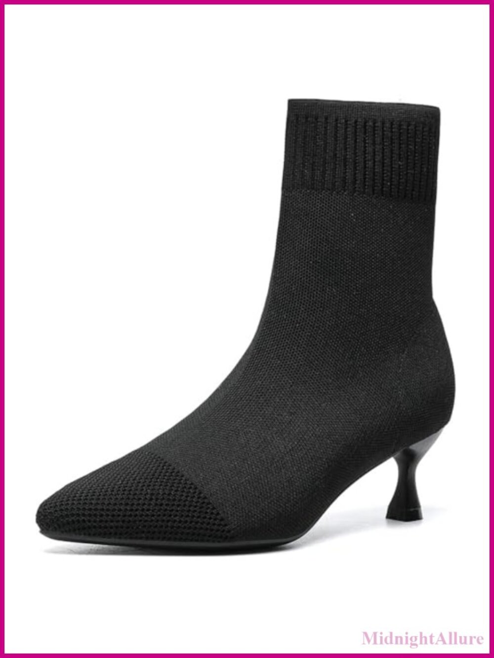 Women's Stretch Knit Stiletto Ankle Boots Pointed Toe 2.17 In High Heel Pull On